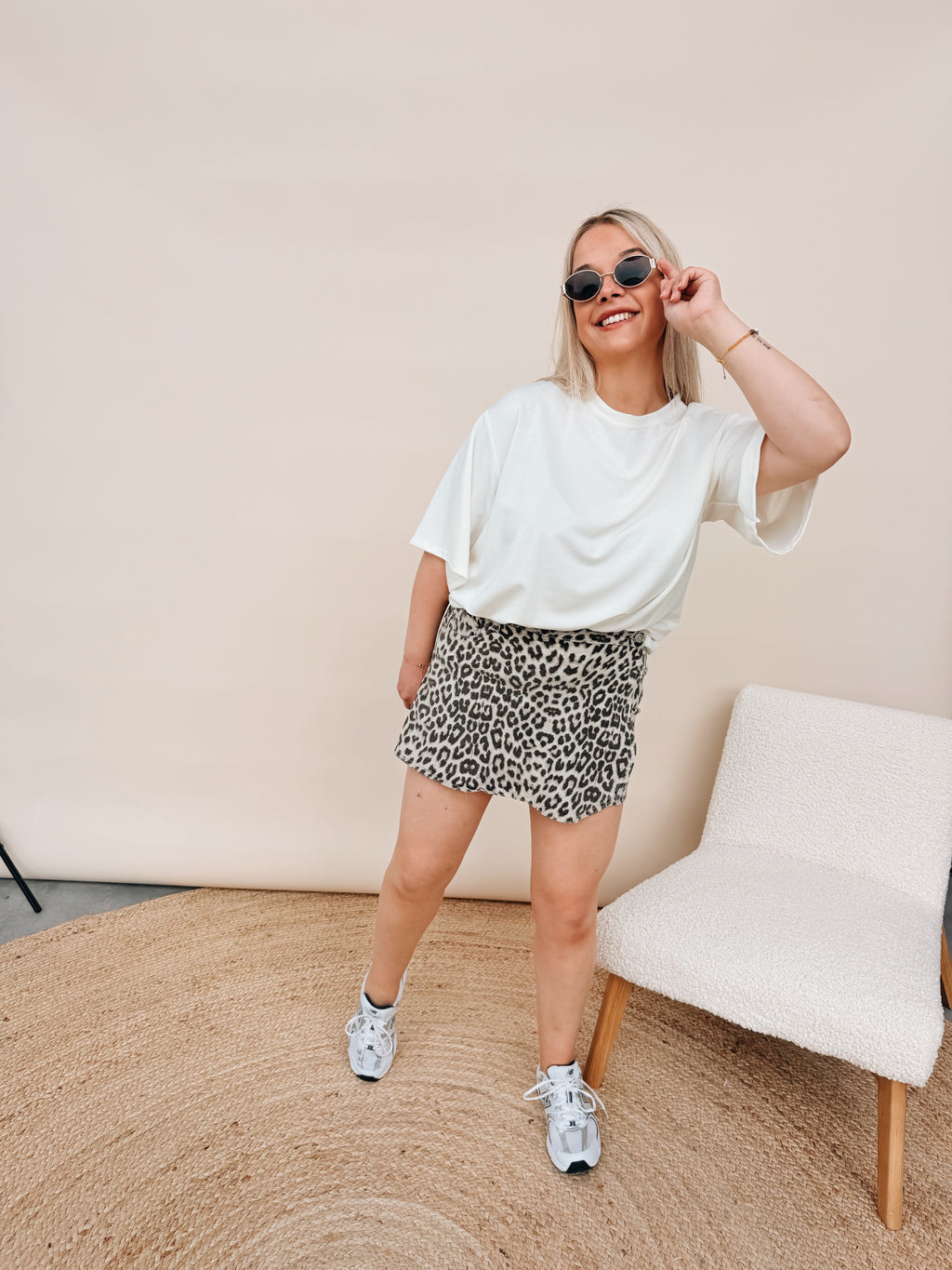 Carina Leopard Jeansskort