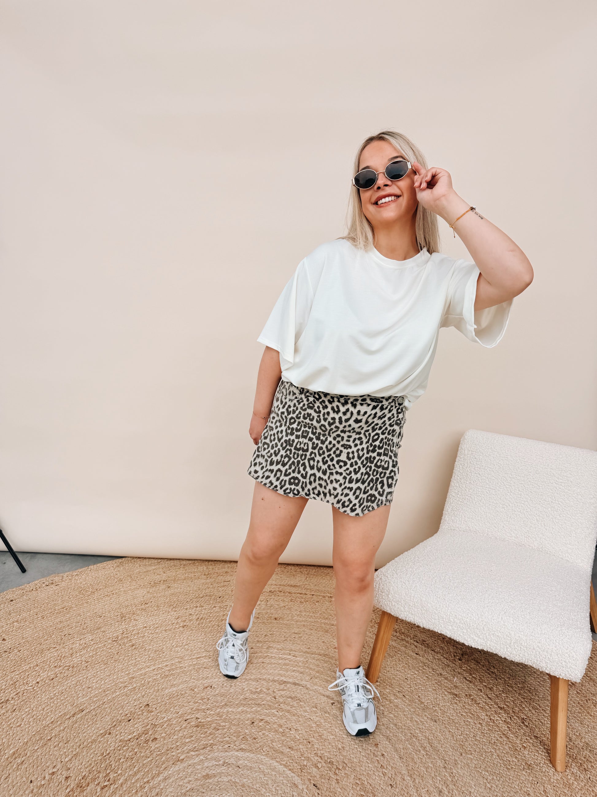 Carina Leopard Jeansskort