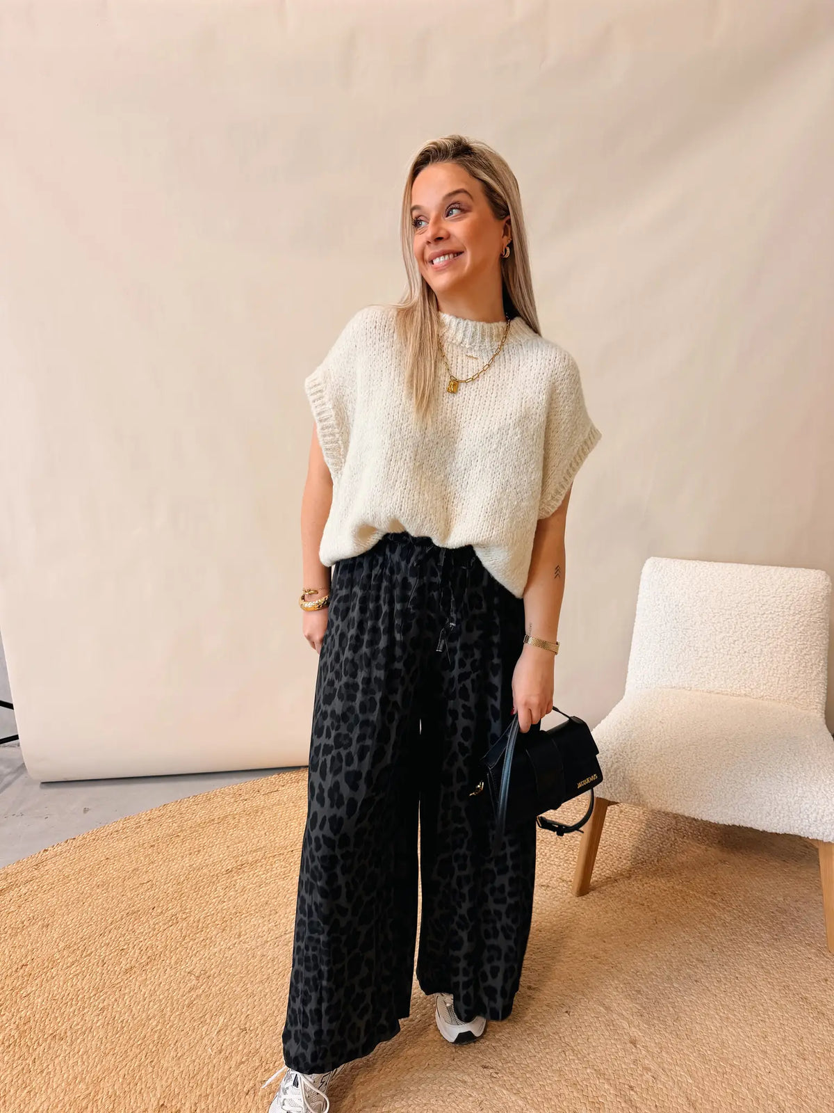 Sezanne Leopard Pantalon Zwart