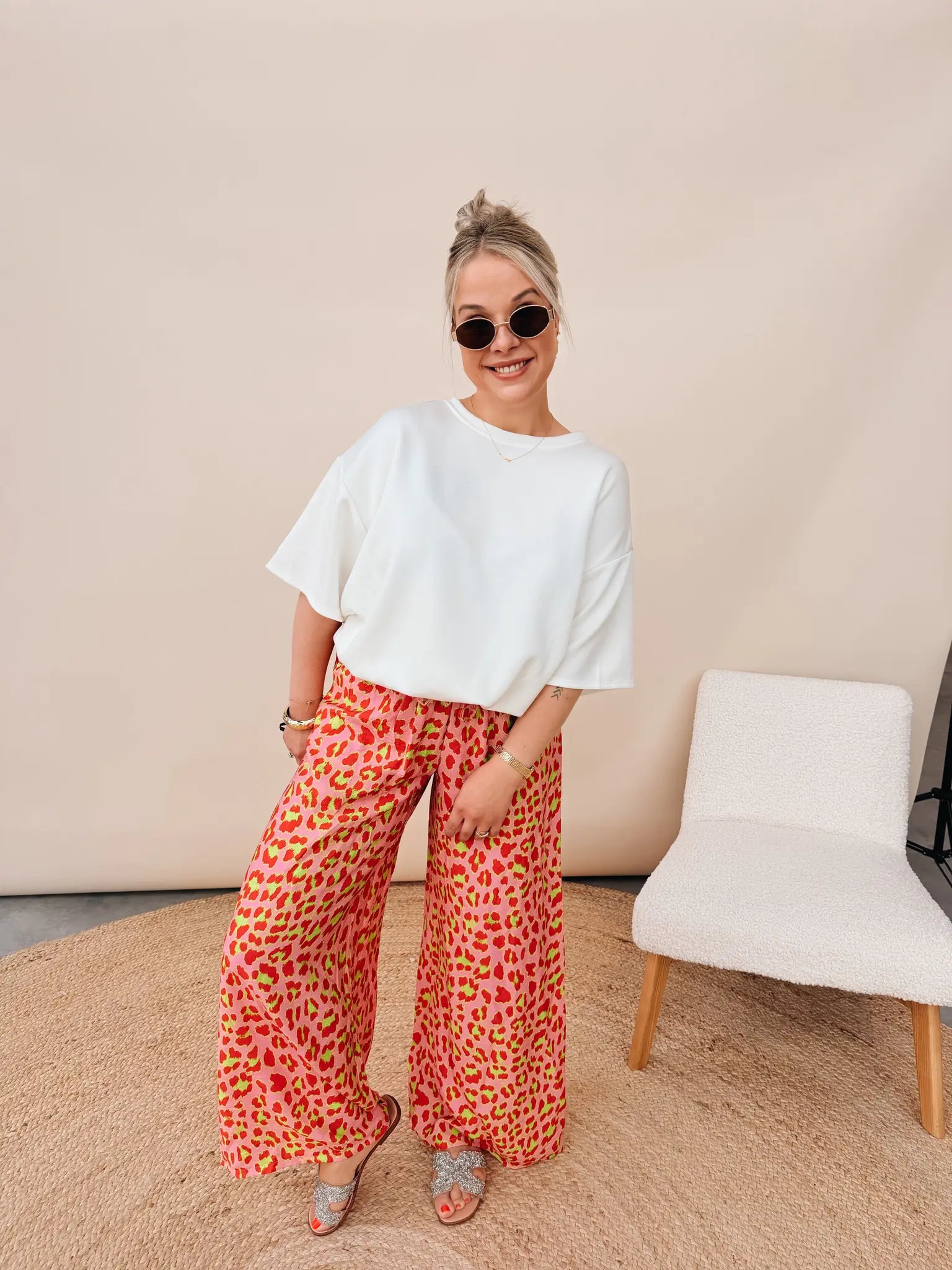 Valerie Leopard Pantalon Rood