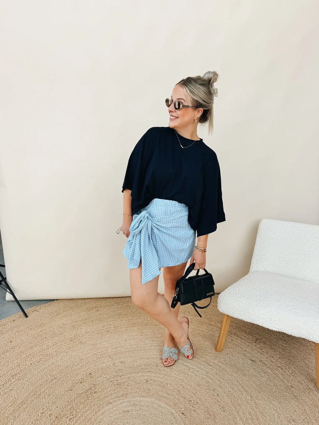 Linne Skort Blauw