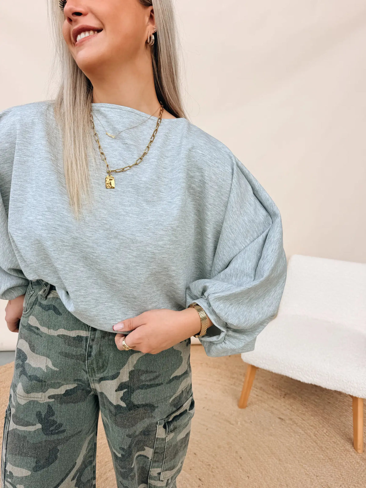 Albertine Top Lichtgrijs