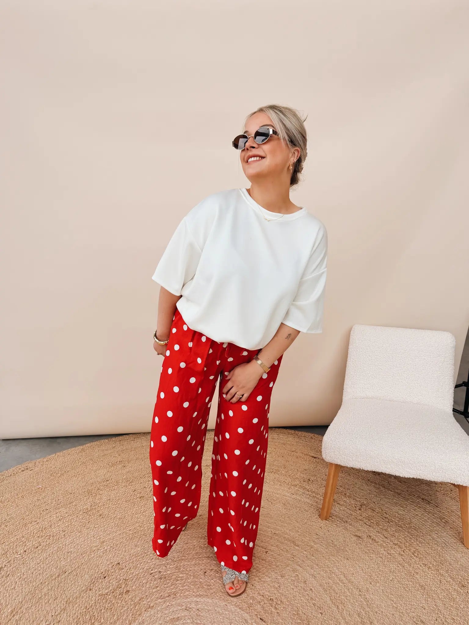 Celeste Dot Pantalon Rood