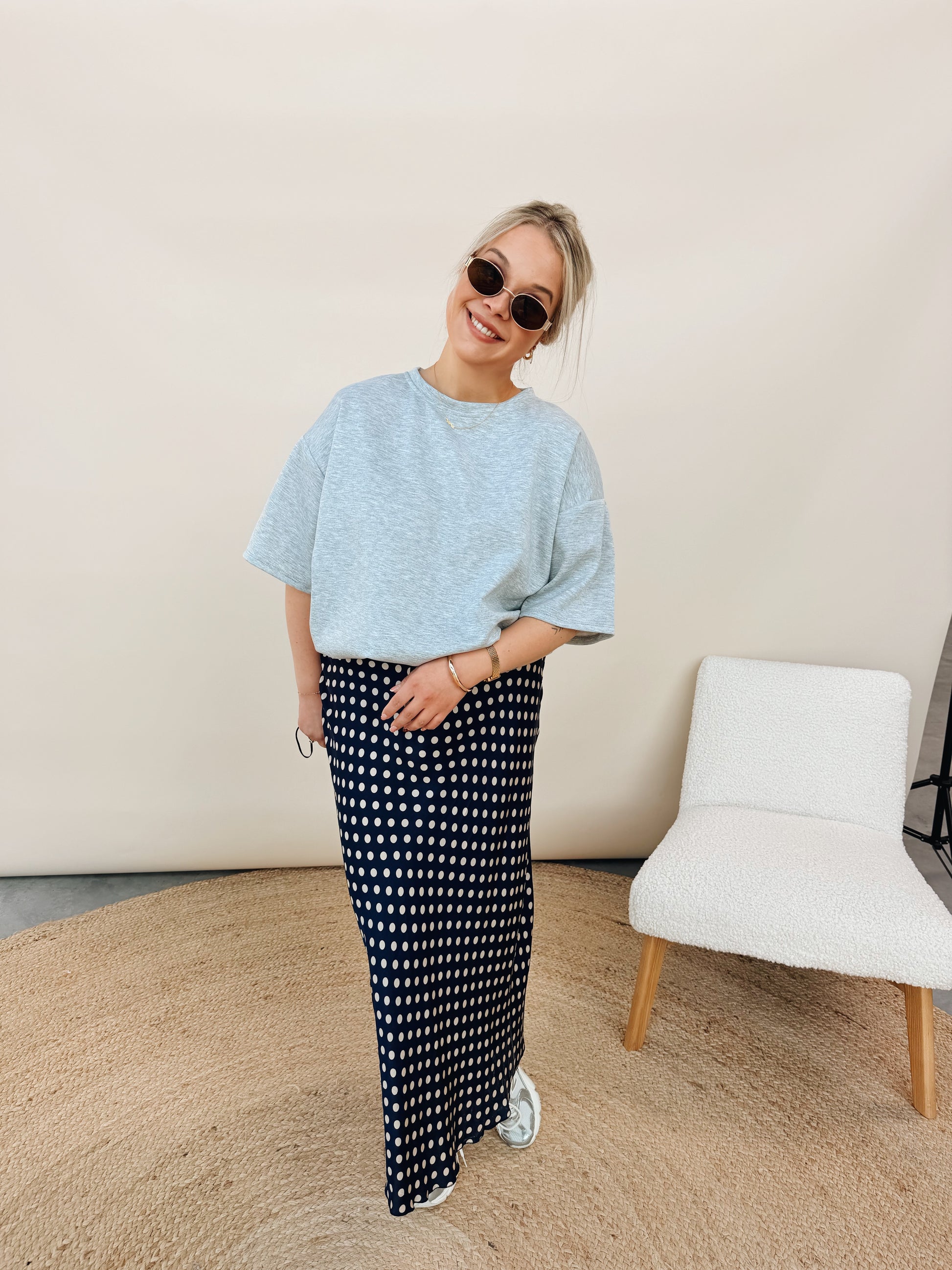 Elvire Dot Rok Marineblauw