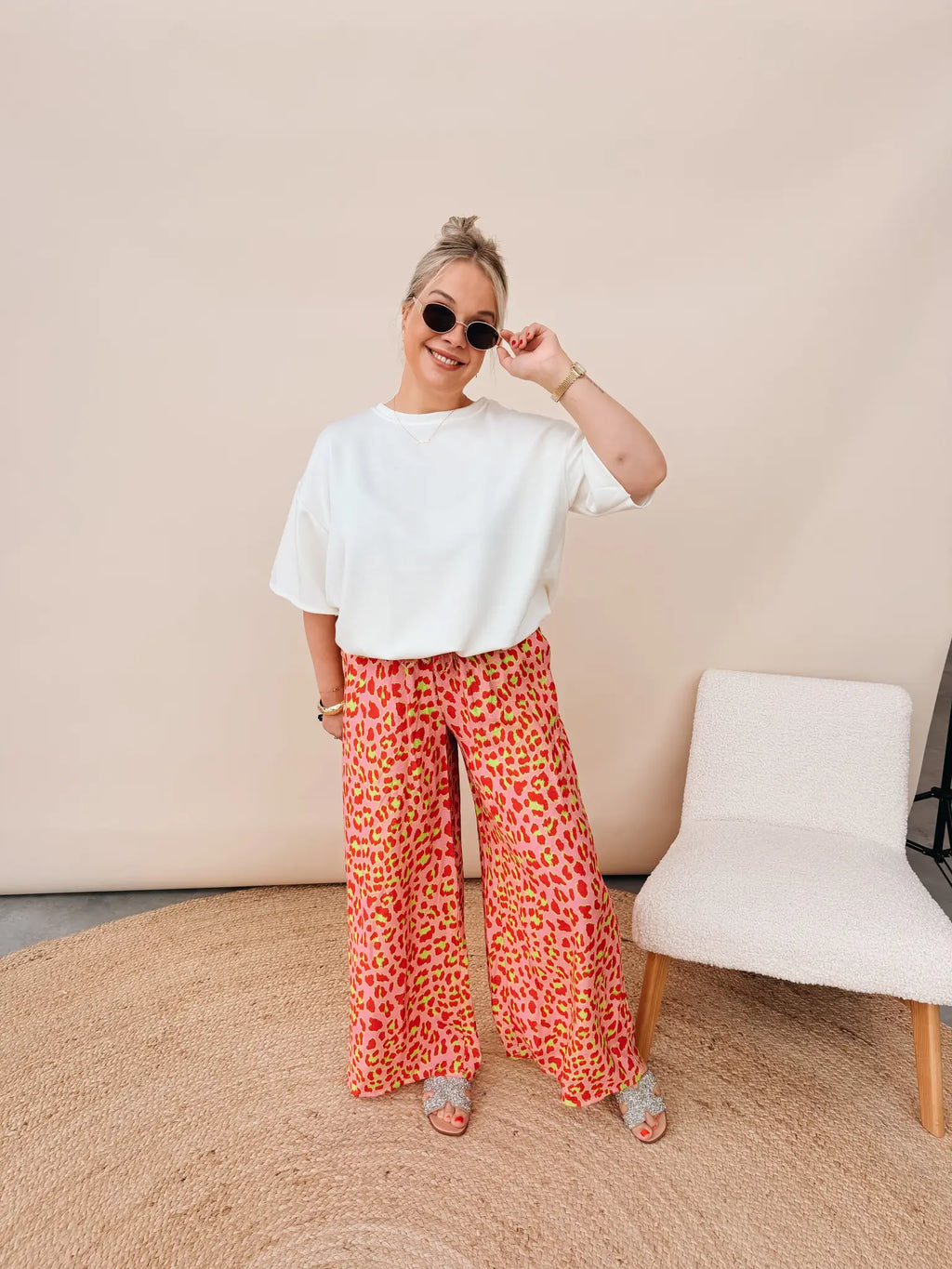 Valerie Leopard Pantalon Rood