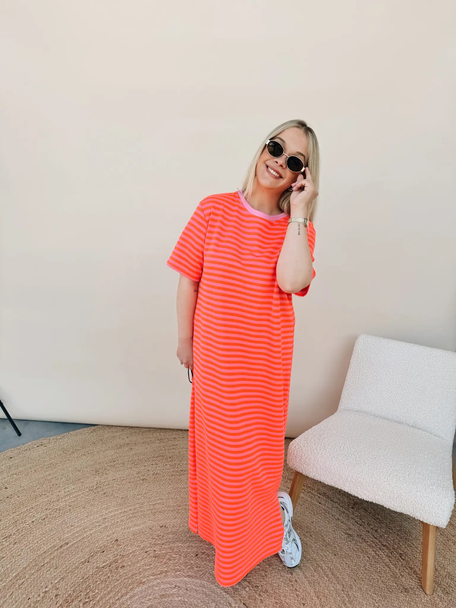 Ines Striped Dress Oranje