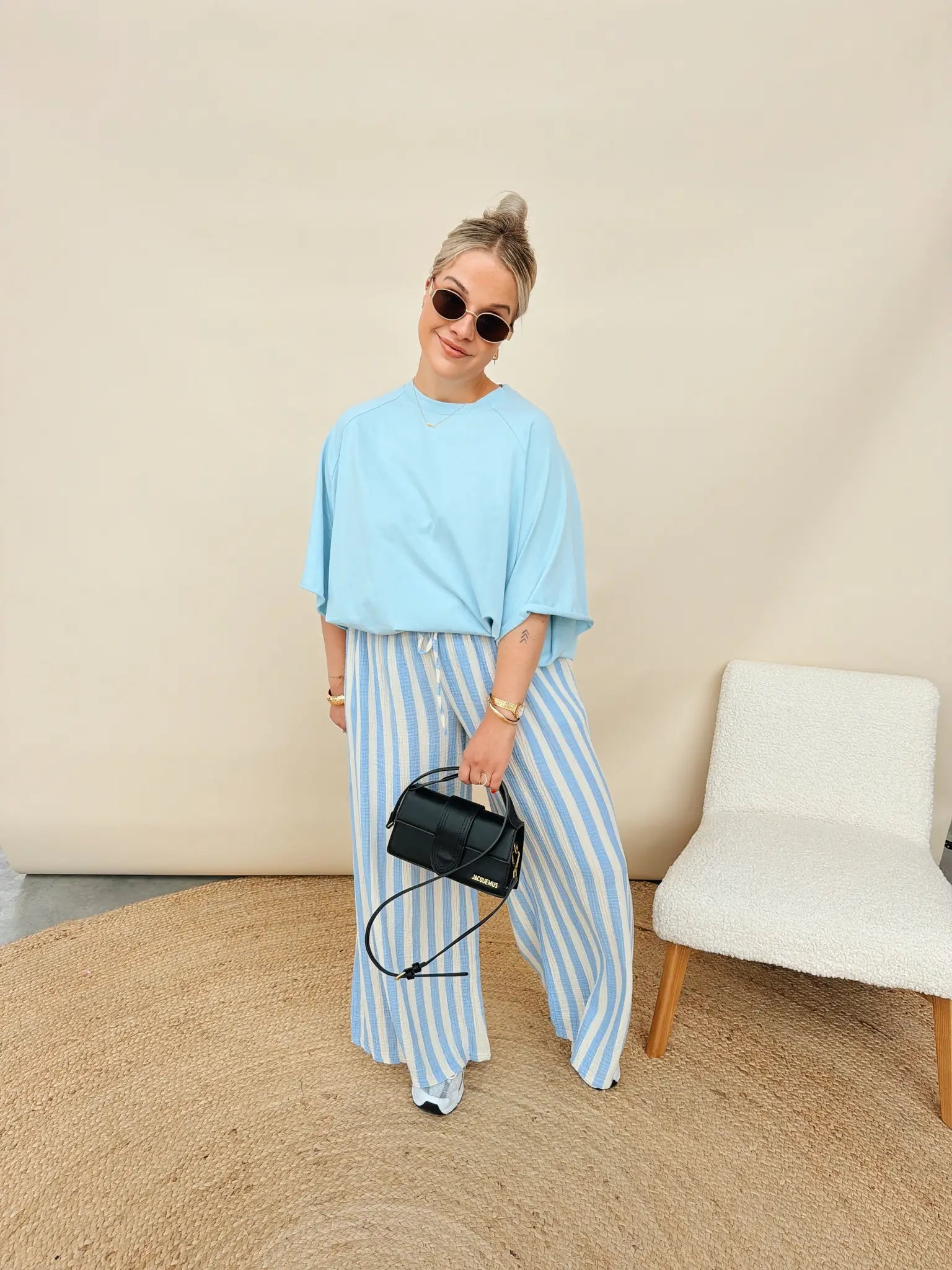 Rosalie Striped Pantalon Babyblauw