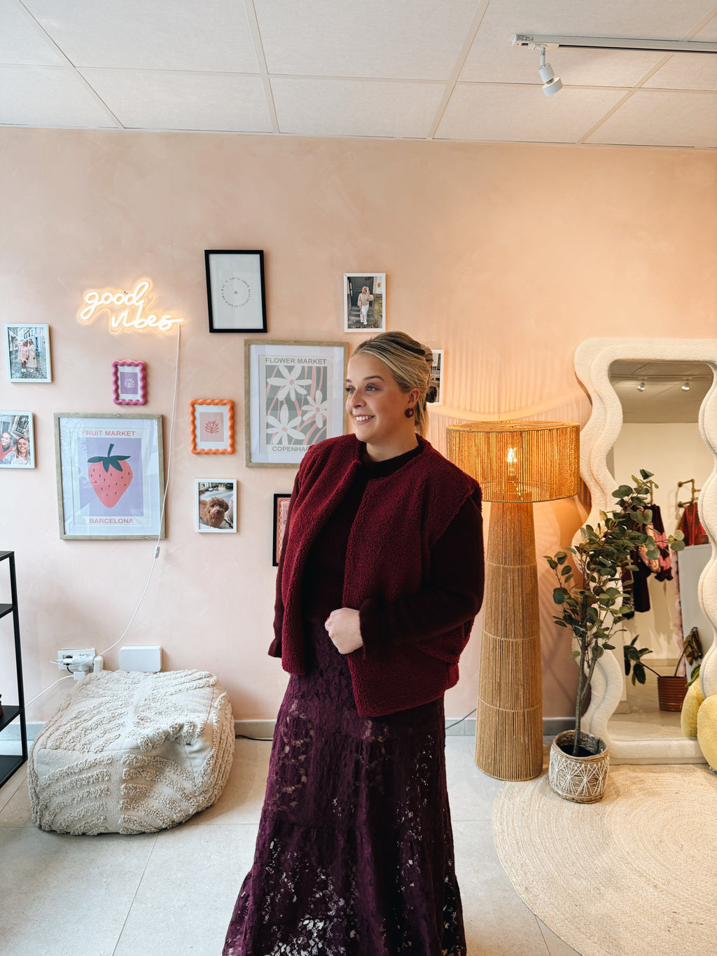 Louise Teddy Jacket Bordeaux