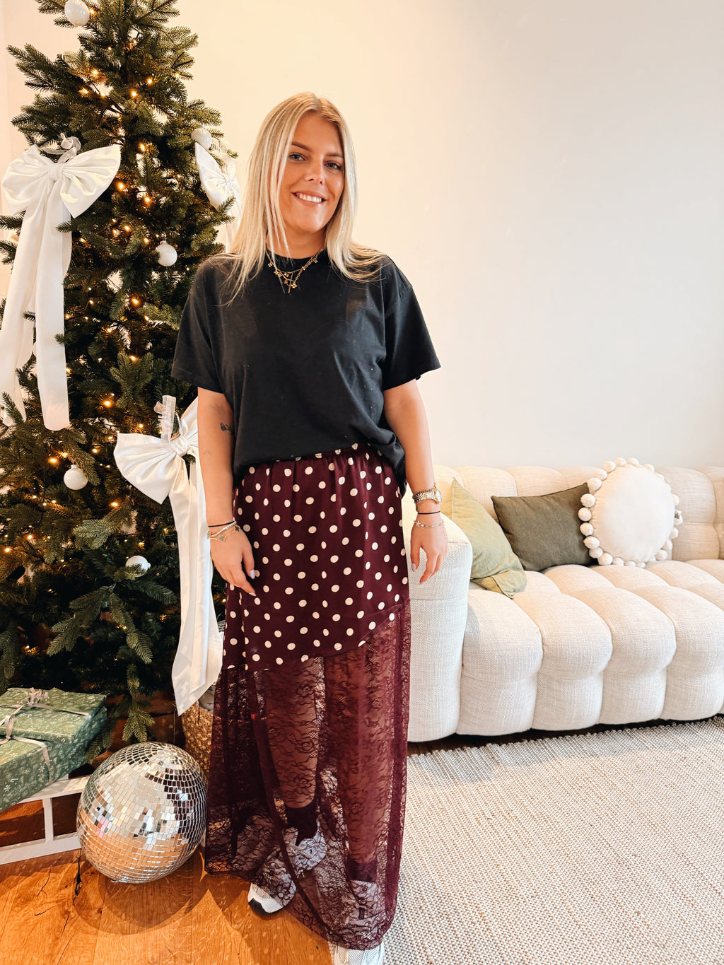 Patrice Rok Polka & Lace Bordeaux