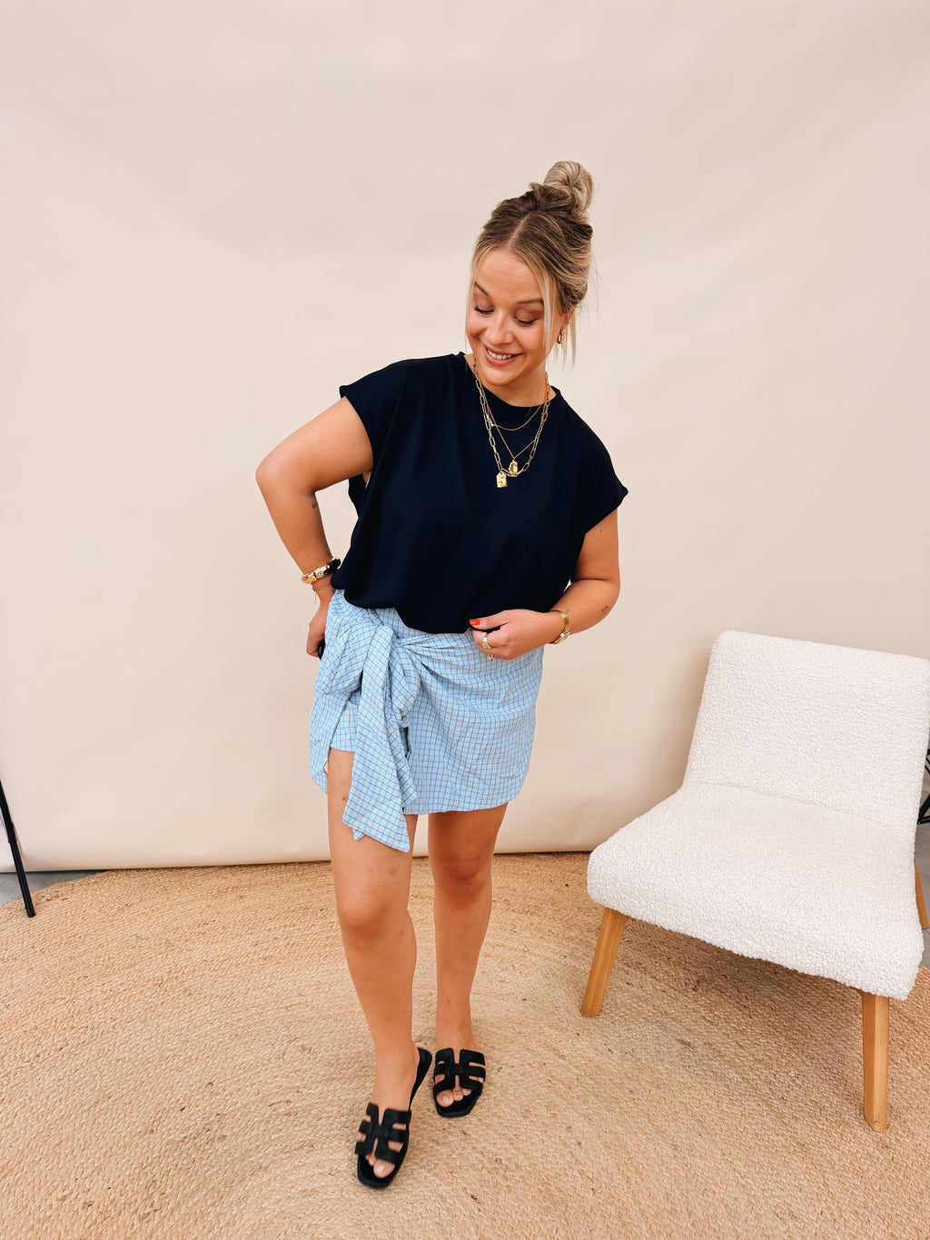 Linne Skort Blauw
