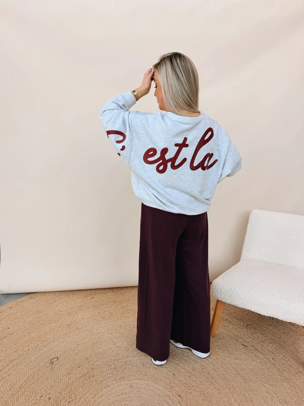 Sweatshirt C'Est La Vie Lichtgrijs