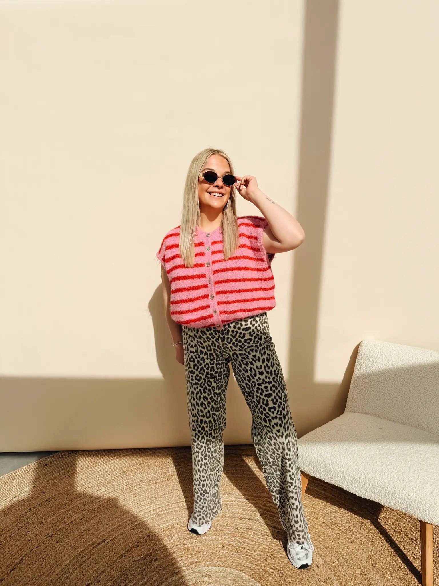 Lynn Leopard Jeans Straight Leg