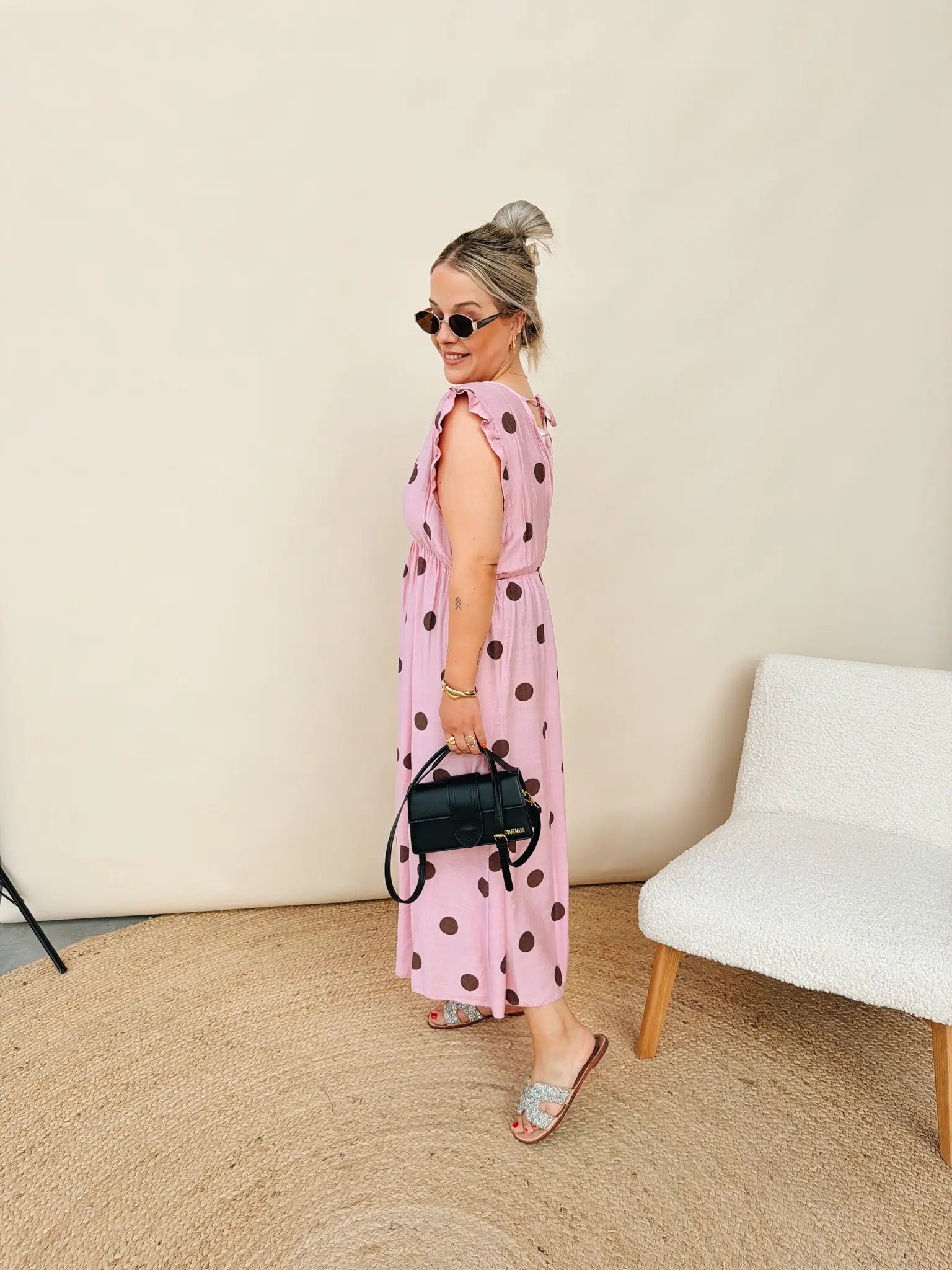 Madeleine Dot Jurk Fuchsia
