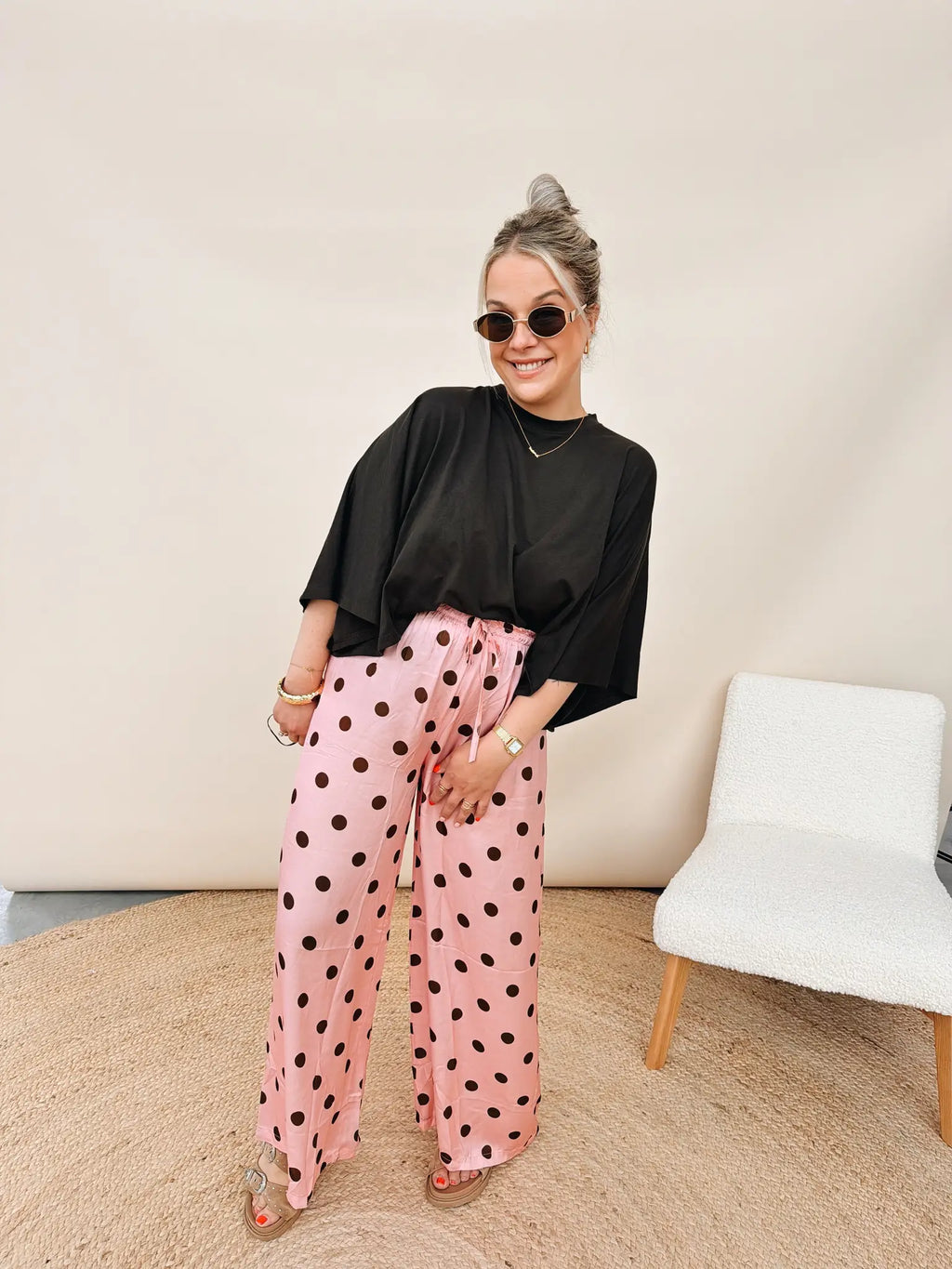 Marilou Dot Pantalon Rose/Choco