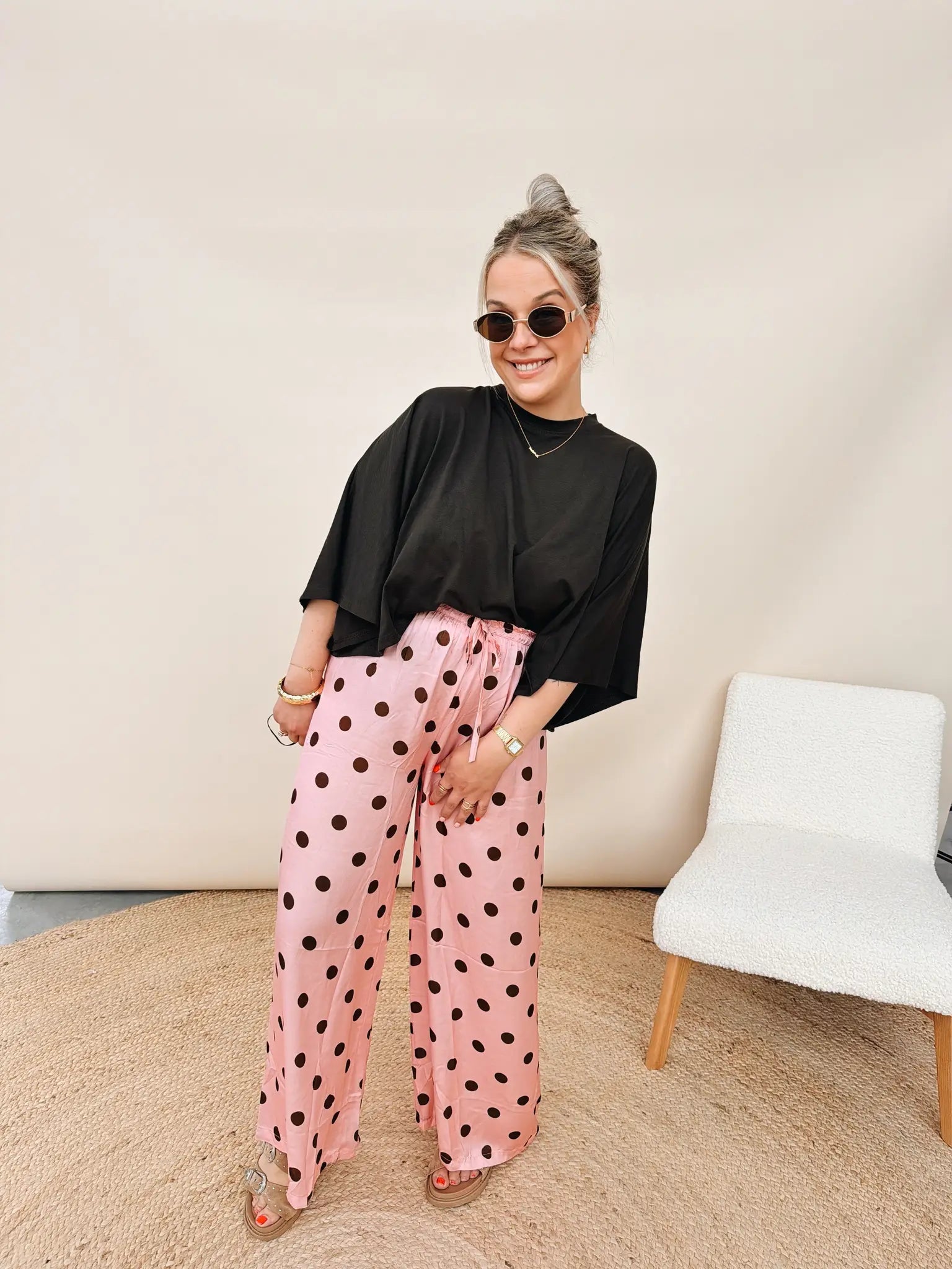 Marilou Dot Pantalon Rose/Choco