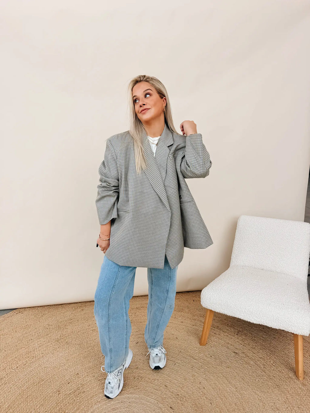Oversized Blazer Blue Plaid