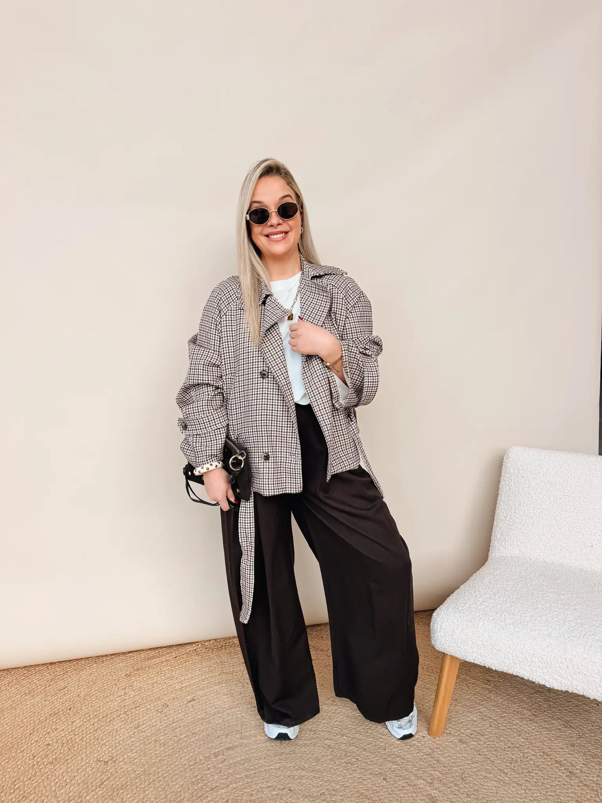 Renée Checkered Jacket Choco
