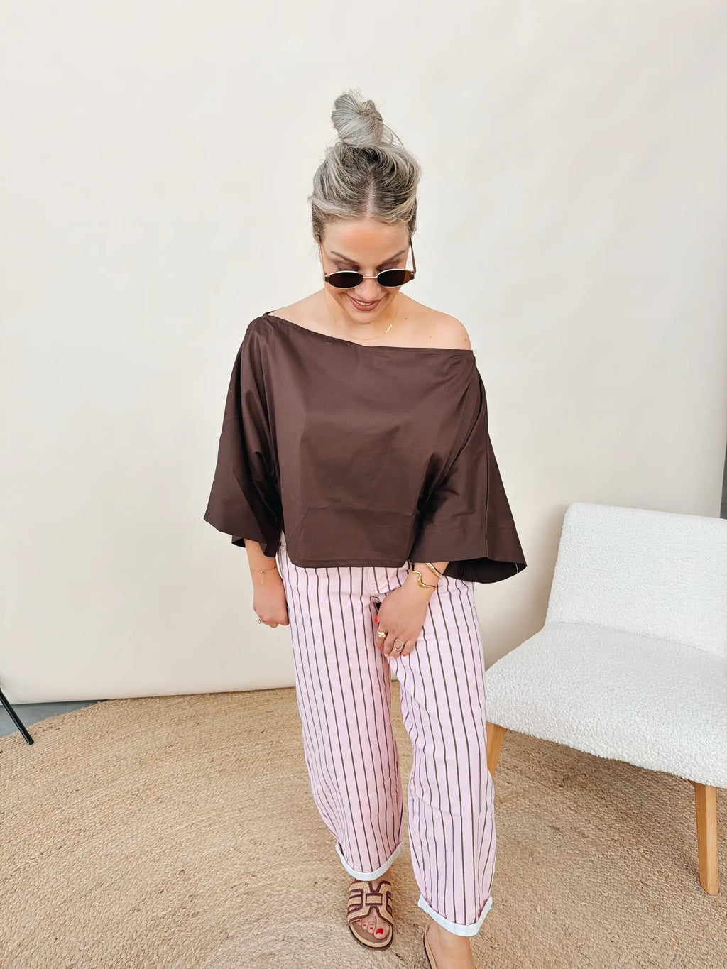 Lucienne Striped Balloon Jeans Rose
