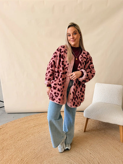 Cato Leopard Jacket Bordeaux/Roze