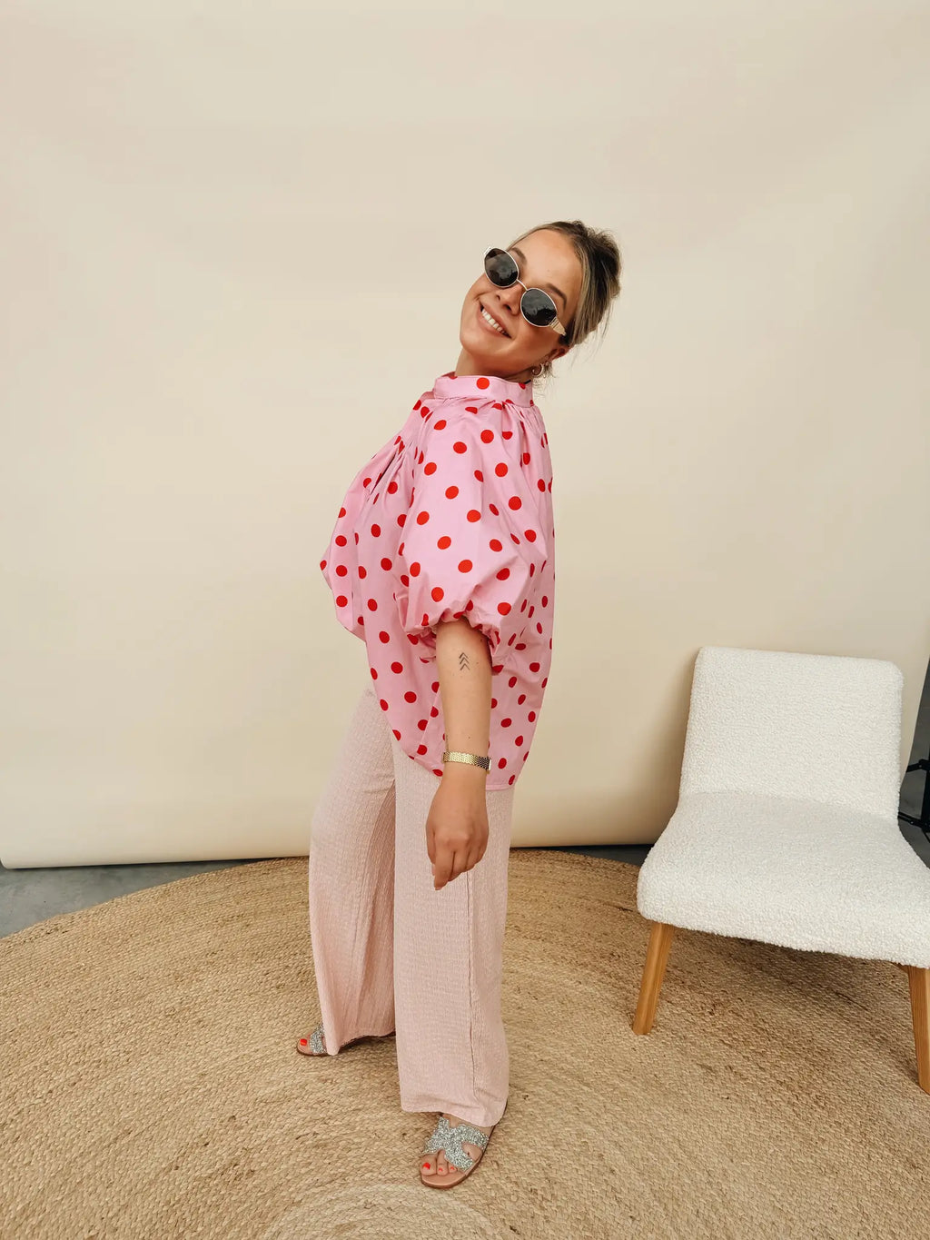 Leonie Dot Top Rose/Rood