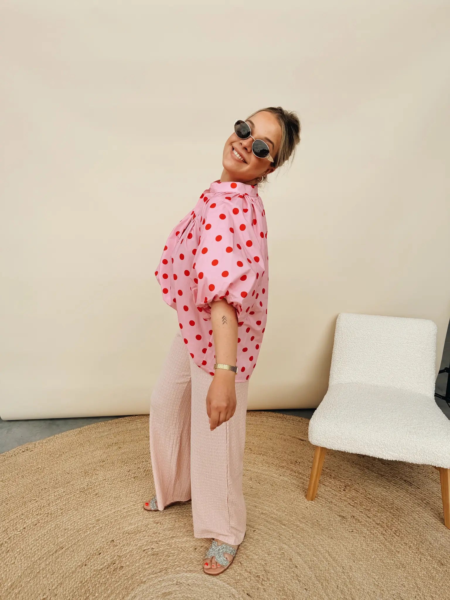 Leonie Dot Top Rose/Rood