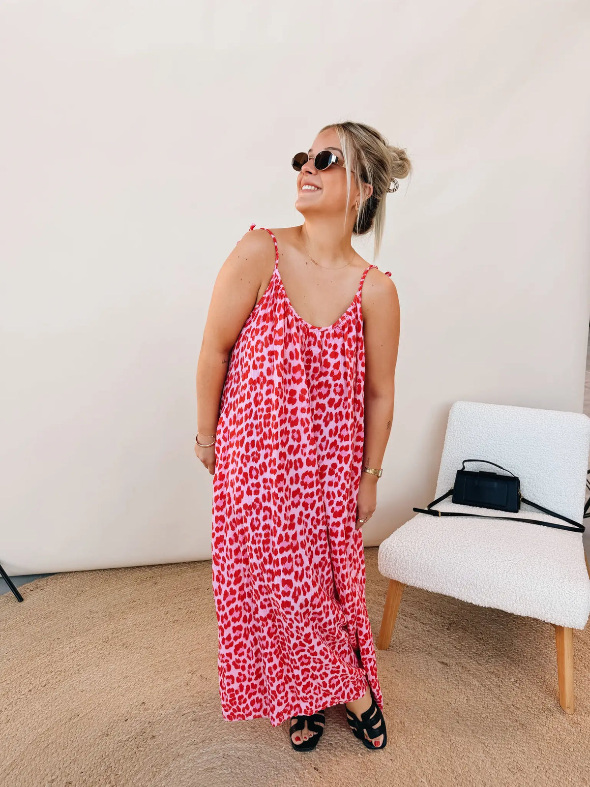 Roos Leopard Jurk Fuchsia