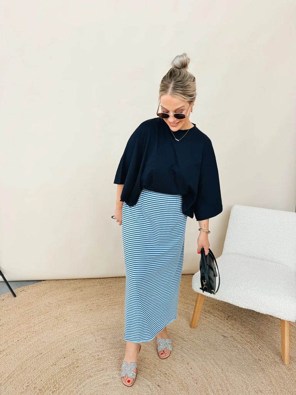 Preza Striped Rok blauw