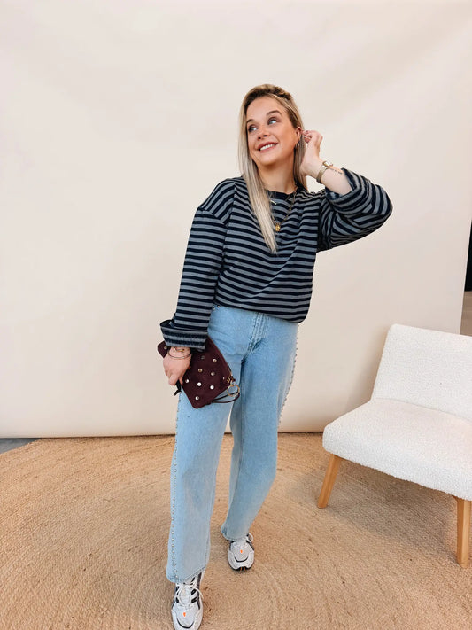 Isa Top Grijs/Navy