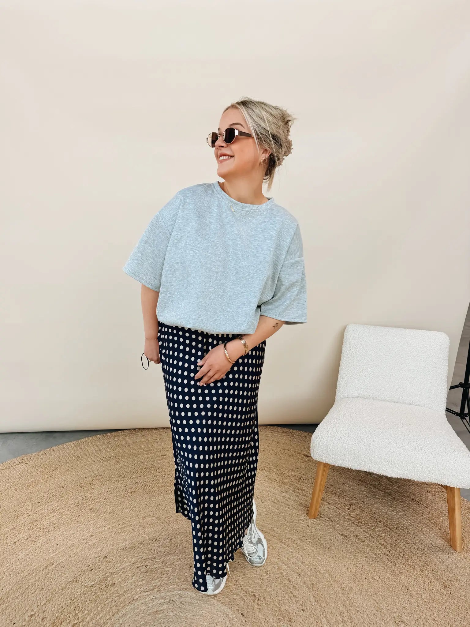 Elvire Dot Rok Marineblauw