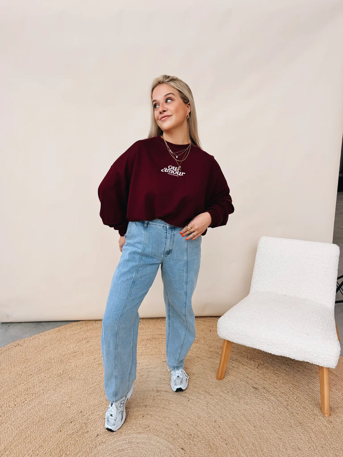 Sweatshirt Oui Amour Bordeaux