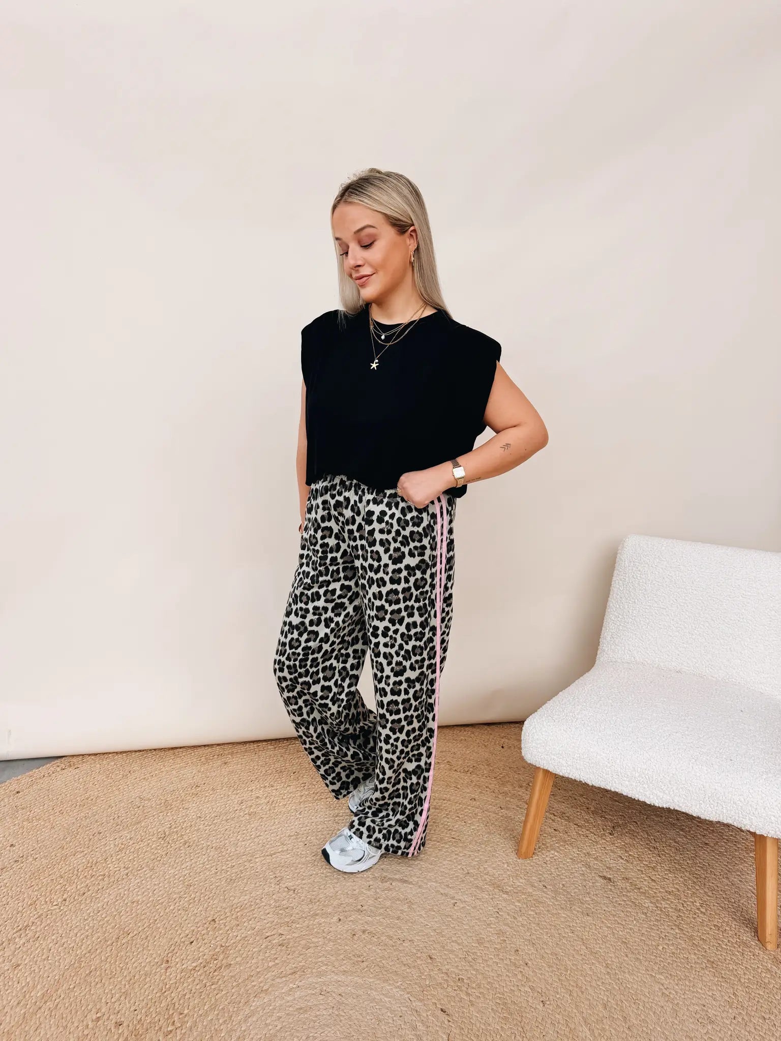 Leopard Pantalon Rose Striped