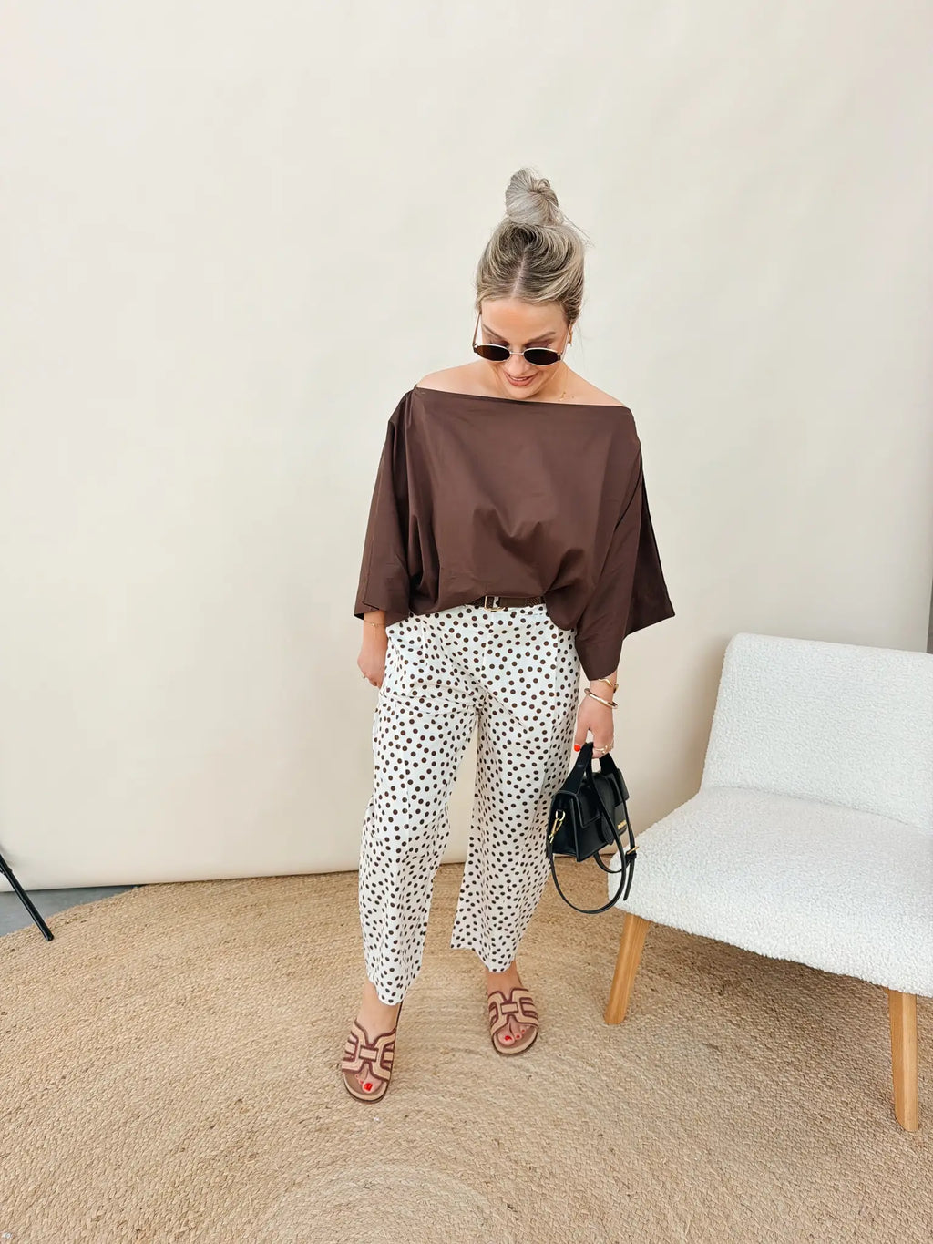 Blanche Dot Pantalon Ecru