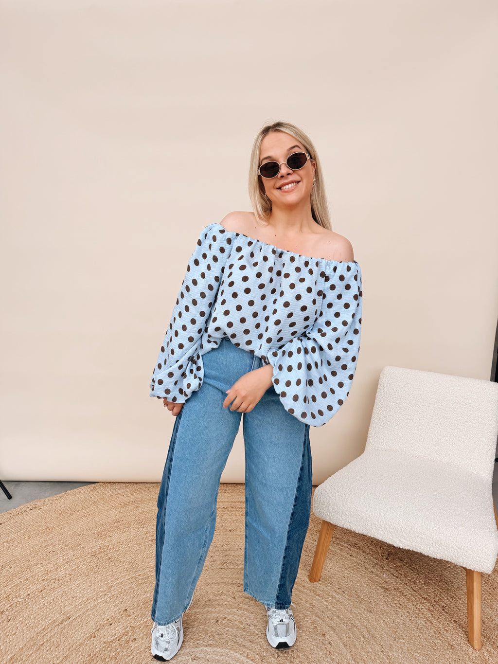 Claire Dot Top Babyblauw