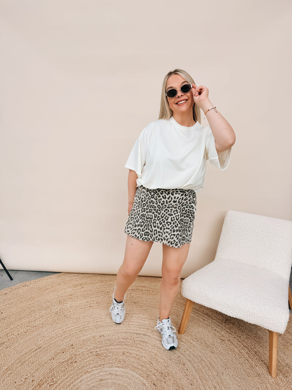 Carina Leopard Jeansskort