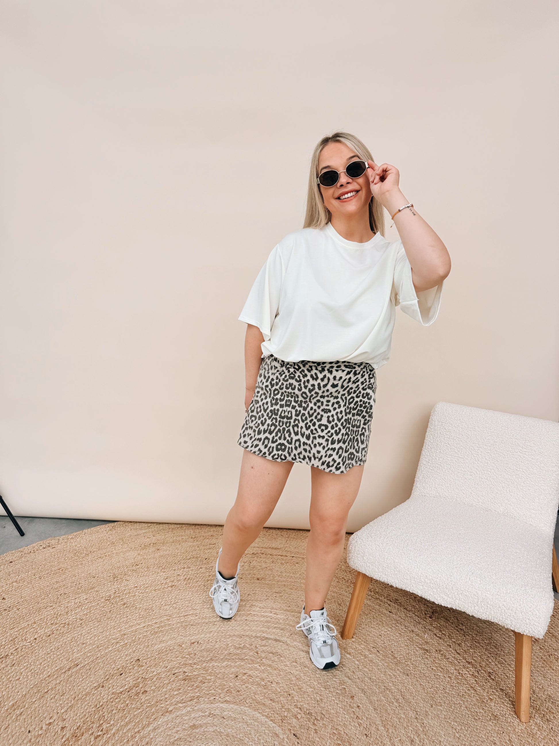 Carina Leopard Jeansskort
