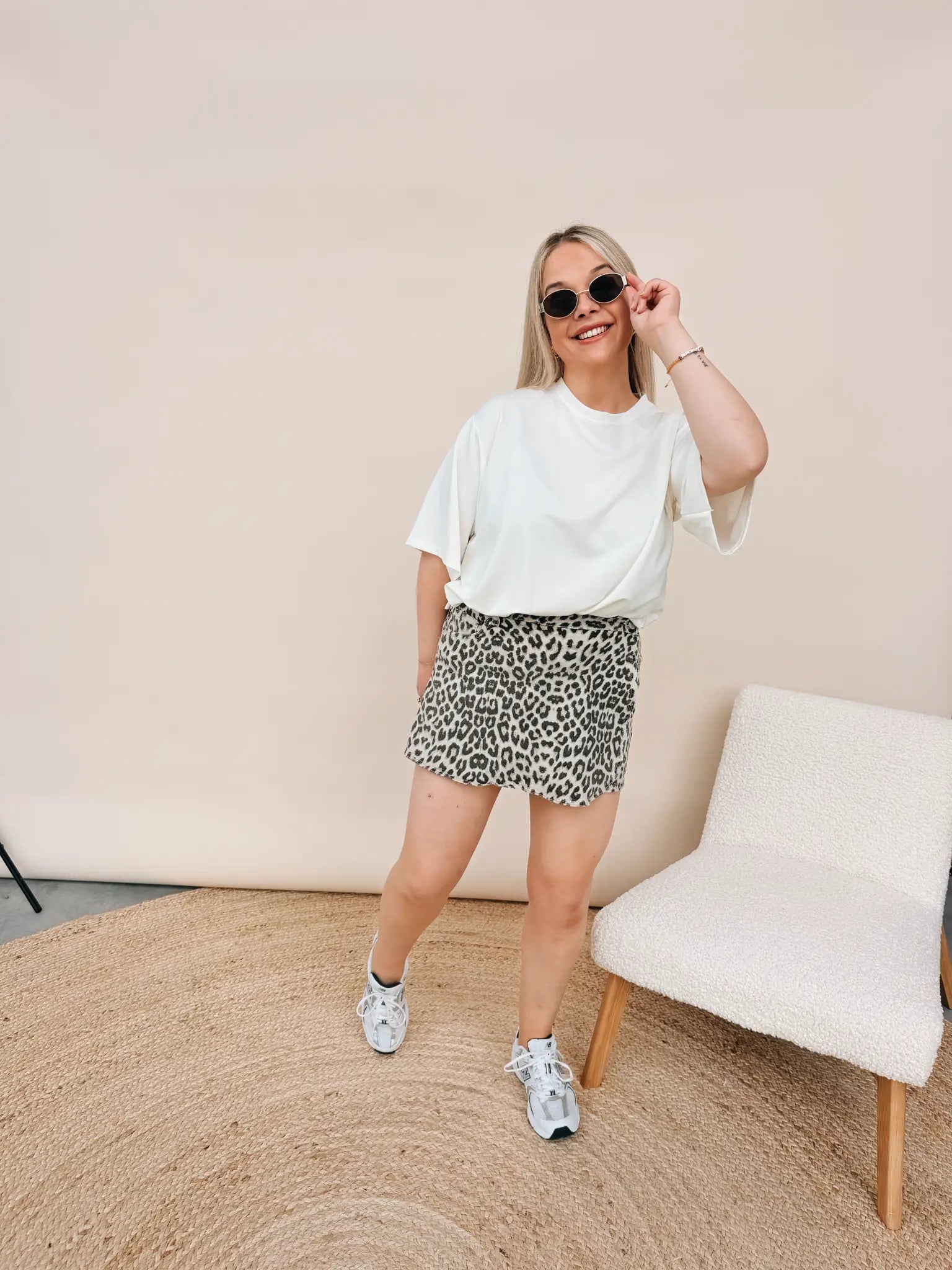 Carina Leopard Jeansskort