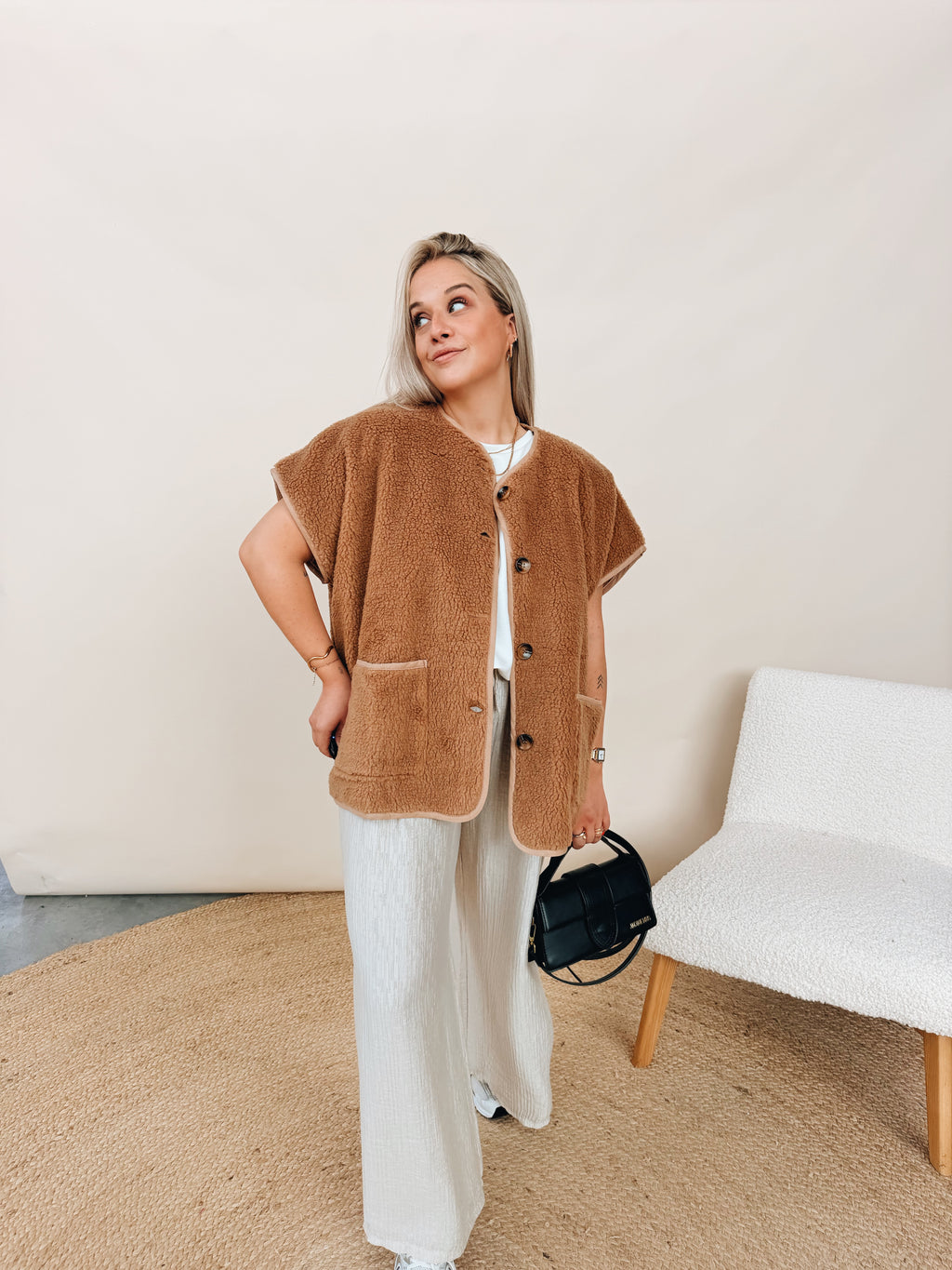 Demi Teddy Gilet Camel