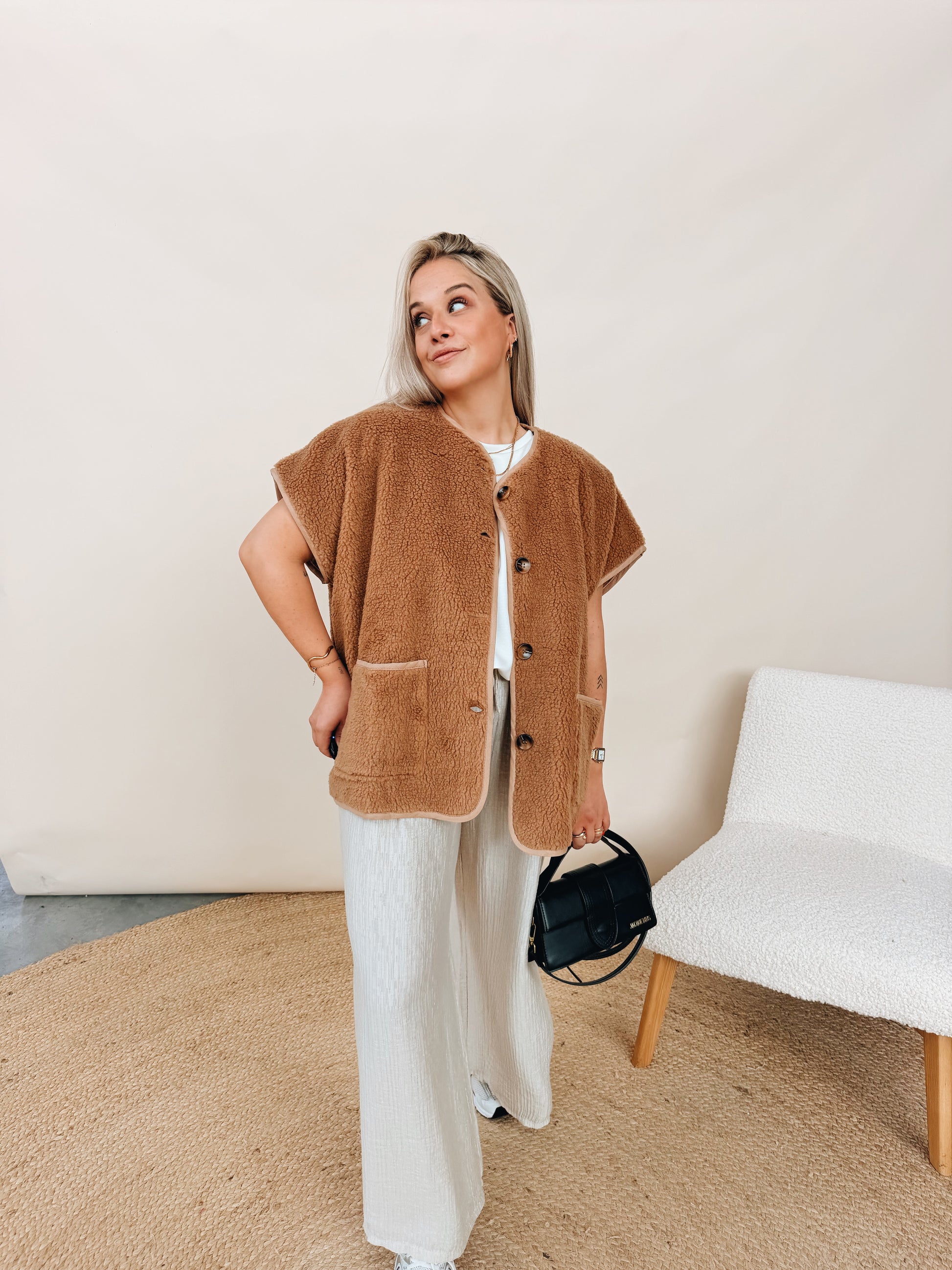 Demi Teddy Gilet Camel