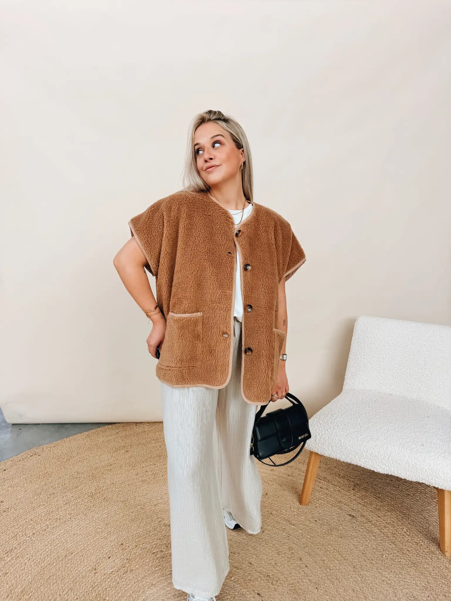 Demi Teddy Gilet Camel