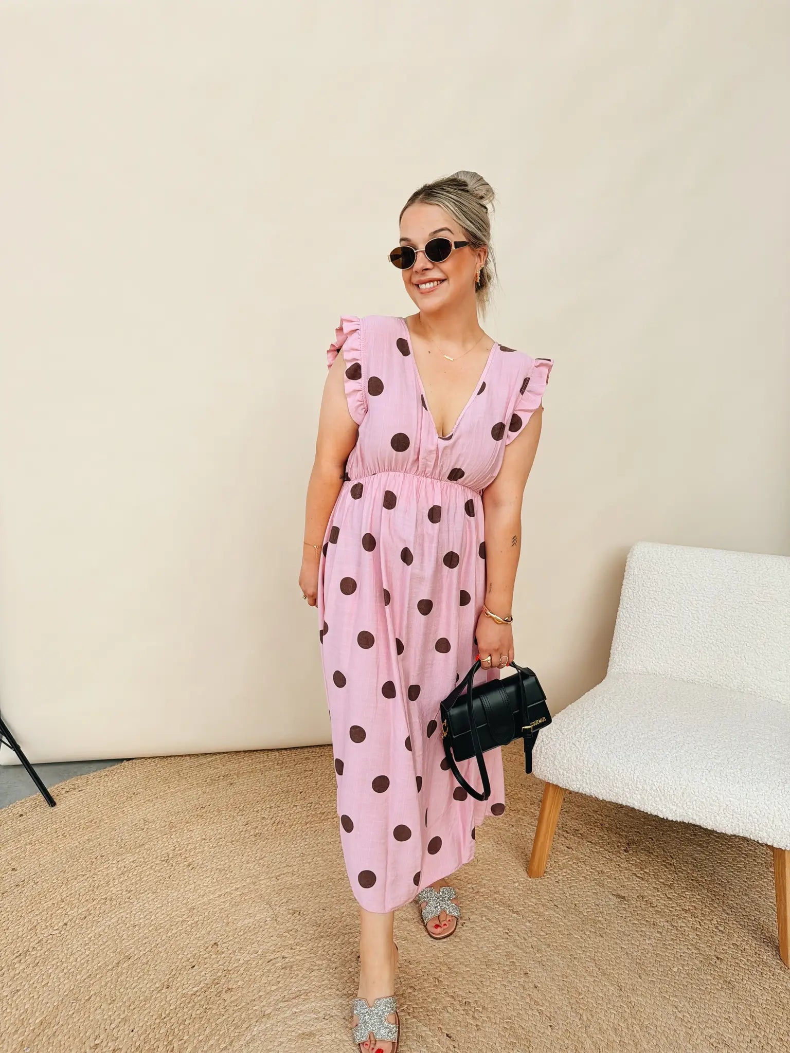 Madeleine Dot Jurk Fuchsia