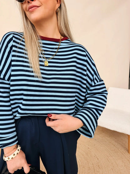 Isabelle Striped Shirt Blauw/Bordeaux