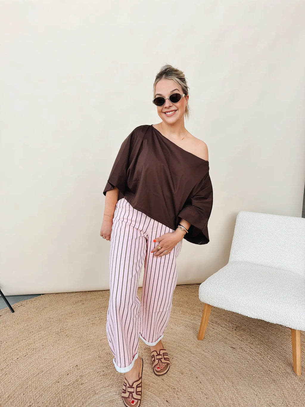 Lucienne Striped Balloon Jeans Rose