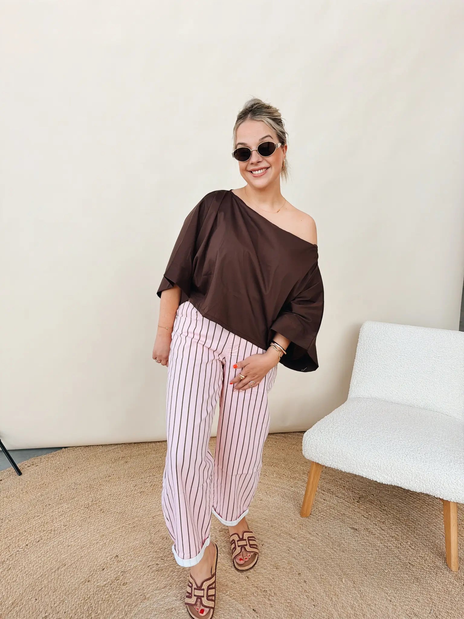 Lucienne Striped Balloon Jeans Rose