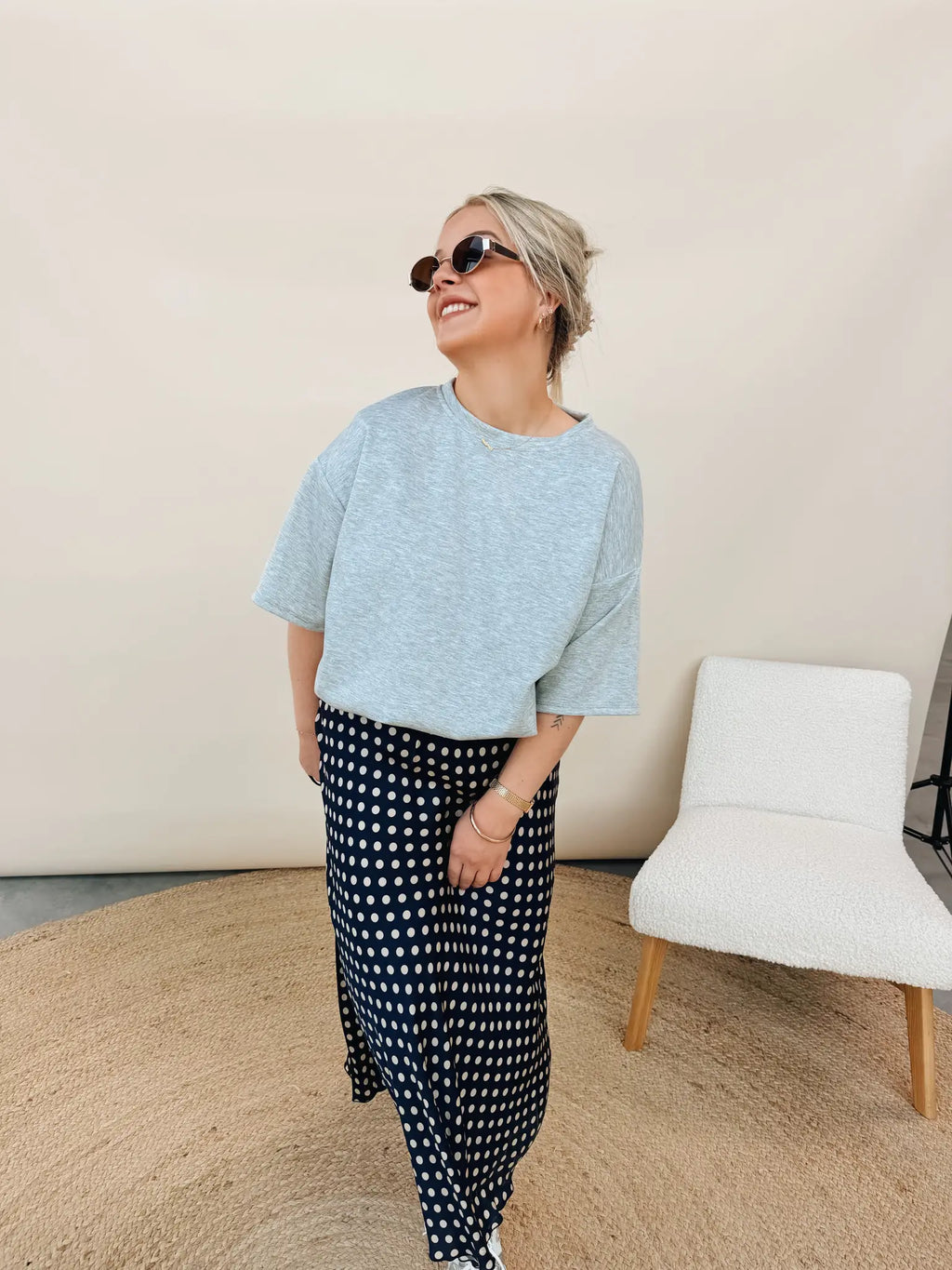 Elvire Dot Rok Marineblauw