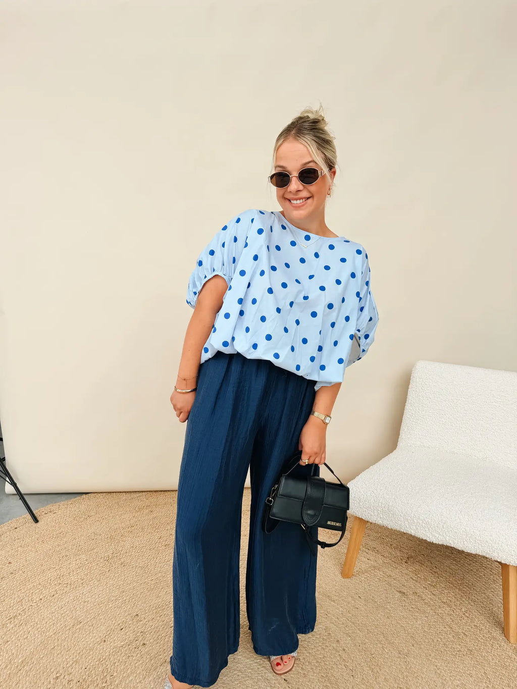Odette Dot Top Babyblauw/Kobaltblauw