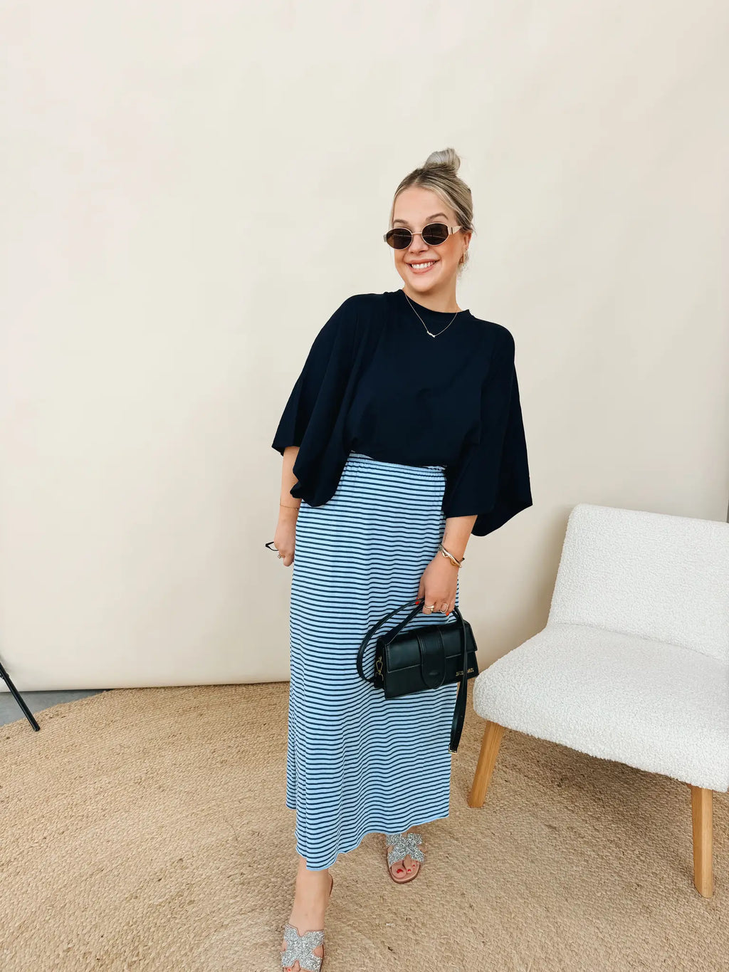 Preza Striped Rok blauw