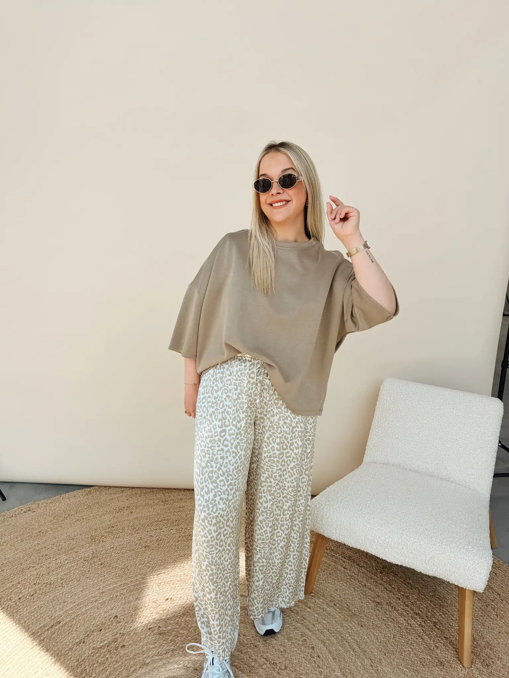 Liliana Leopard Pantalon Beige