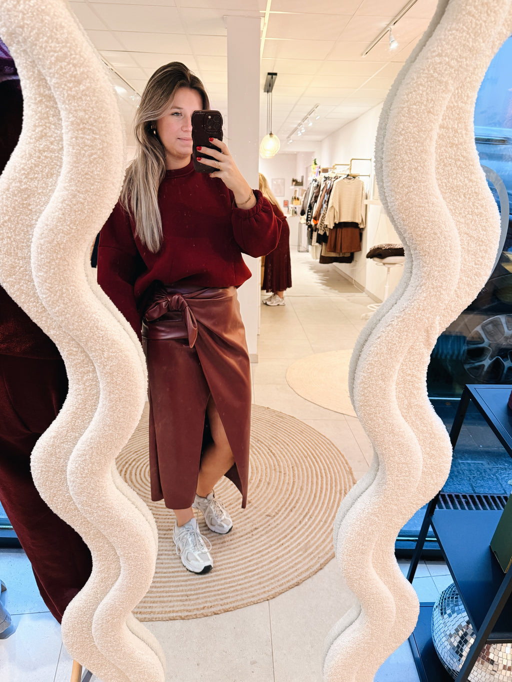 Mia Leather Rok Bordeaux