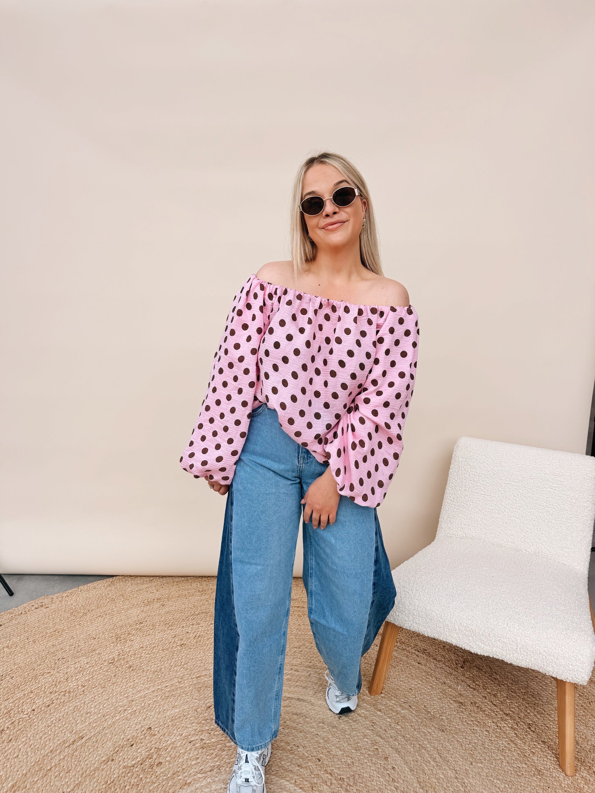 Claire Dot Top Fuchsia