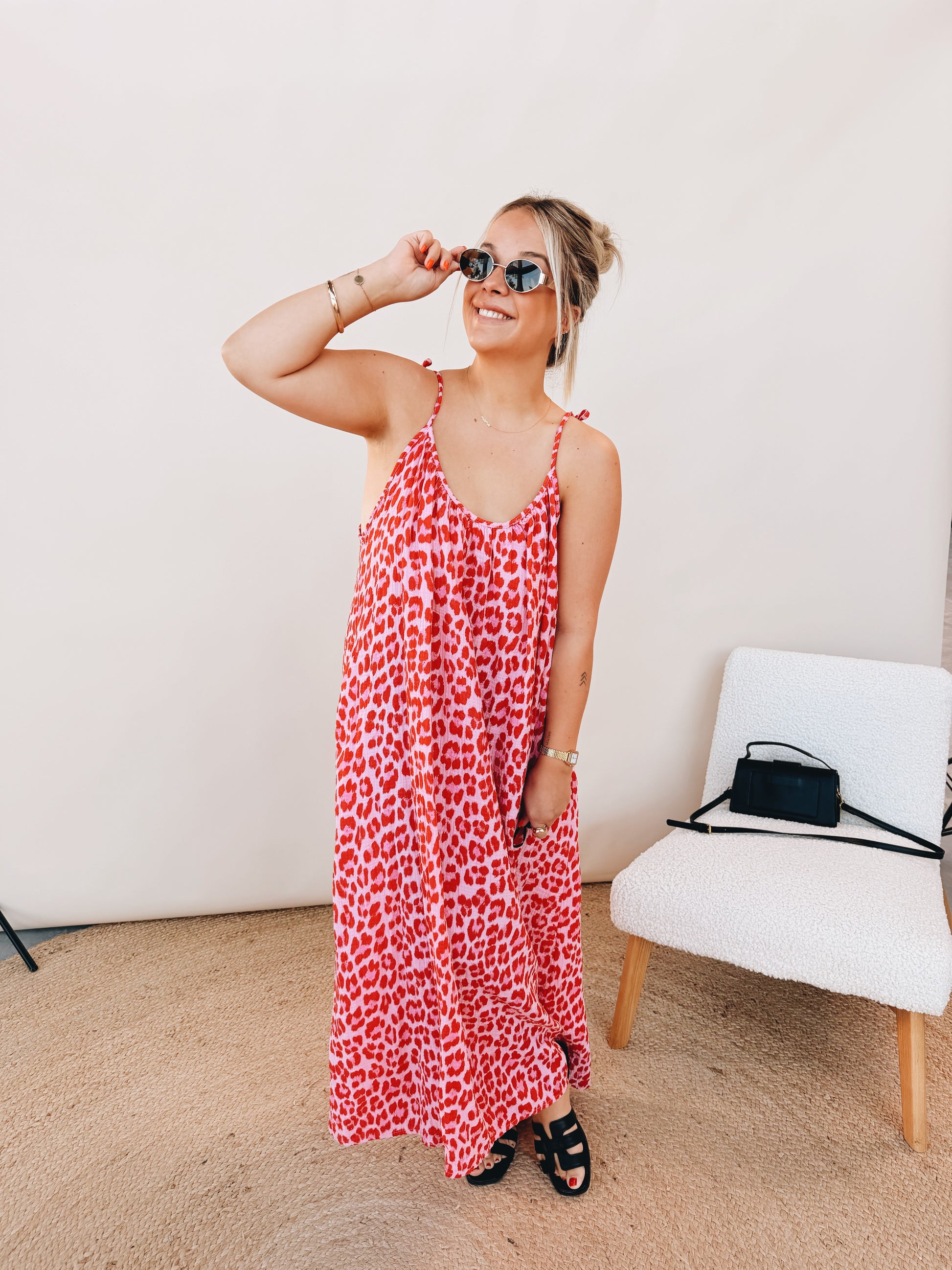 Roos Leopard Jurk Fuchsia